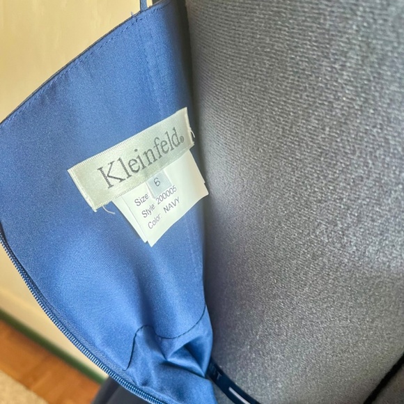 Kleinfeld Sweetheart Chiffon Long Navy Dress Sz - Picture 2 of 7